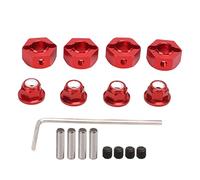 LEAYRAFF 12mm Wheel Hex Hub Aluminum Alloy Upgrade Replacement for 1/10 1/12 RC Car, Metal Hex Drive Adapter with Anti - Slip Screws, Universal RC Wheel Extension Combiner (Red)