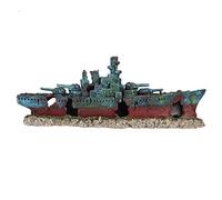 LEAYRAFF Resin Wreck Boat Sunk Battleship War Ship, Fish Tank Aquarium Ornament Cave Decoration, Non - Resin Material with Multiple Holes for Fish to Hide, Vivid Color Simulation Wrec