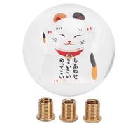 LEAYRAFF Universal Lucky Cat Gear Shift Knob Head, Acrylic Car Interior Accessories, Translucent Style with 3 Adapters M8x1.25 M10x1.5 M10x1.25, Professional Design for Manual and Automatic