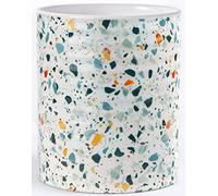 LEAZUL Extra Large Terrazzo Marble Pattern Ceramic Utensil Crock, Countertop Utensil Organizer, Kitchen Decor, Housewarming or Wedding Gift - Blue