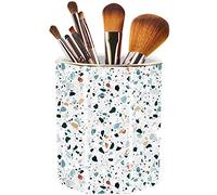 LEAZUL Pen Holder, Makeup Brush Holder Ceramic Shiny Gold Terrazzo Marble Stone Pattern Pencil Cup for Girls Kids Women Durable Stand Desk Organizer Storage Gift for Office, Classroom, Home Light Blue