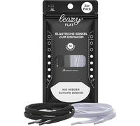 leazy Flat Elastic Shoelaces - The Flat, Flexible Shoe Laces for Hooking, black/white, M: Bis 5 Ösen pro Seite