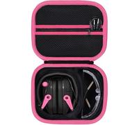 Lebakort Hard Carry Case Compatible with Walker's Razor Slim Passive Earmuff/Shooting Hunting Hearing Ear Protection (Black+Rose Red)