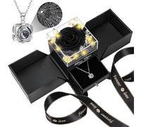 Lebana Preserved Real Black Rose Birthday Gifts for Women Wife Her Mum Girlfriend Girl Grandma with I Love You Heart Necklace Eternal Rose Flowers on Anniversary Valentine's Day Mothers Day Christmas