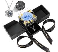 Lebana Preserved Real Sky Blue Rose Birthday Gifts for Women Wife Her Mum Mother Girlfriend Girls Grandma with I Love You Heart Necklace Eternal Rose Flowers on Anniversary Valentine's Day Christmas