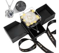 Lebana Preserved Real White Rose Birthday Gifts for Women Wife Her Mum Mother Girlfriend Girl Grandma with I Love You Heart Necklace Eternal Rose Flowers on Anniversary Valentine's Day Christmas