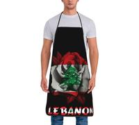 Lebanese Flag Rose Unisex Apron Waterproof Kitchen Apron Adjustable Chef Aprons For Coffee House Baking Bistro