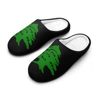 Lebanese Flag Women's Slippers Cotton Warm House Shoes with Rubber Anti-Slip Sole Slip On for Home Outdoor 7-8（39-40