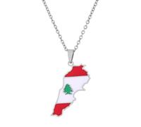Lebanese Map Pendant Necklace,Stand with Lebanese Necklace,Lebanese Country Flag Necklace,Stainless Steel Lebanese Necklace,Lebanese Flag Jewelry Gift for Women Men