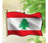 Lebanon Christmas Tree Ornament Country Flag Patriotic Hanging Ornaments Keepsake Indoor Home Decor Personalized Acrylic Ornament Pendant Gift for Him Her