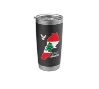 Lebanon Flag Map Beirut, Cedar Tree Lebanese Heritage Design Stainless Steel Insulated Tumbler