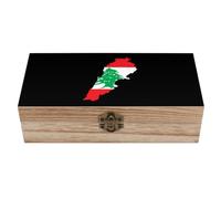 Lebanon Flag Map Storage Box Wood Jewelry Bins Organizer
