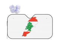 Lebanon Flag Map Sun Shade - Folding Car Front Window Sunshade for Cars SUV Trucks,Max UV Blocking and Keep The Vehicle Cool