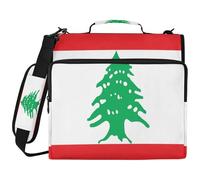 Lebanon Flag The Lebanese Republic 1.5-Inch 3-Ringing Binder with Zipper with Shoulder Strap & Handle Easy to Carry Document Organizer Bag for Middle School