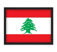 Lebanon National Flag Vexillology World Flags Country Region Poster Artwork Framed Wall Art Print A4 Artery8 Black One Size