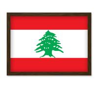 Lebanon National Flag Vexillology World Flags Country Region Poster Artwork Framed Wall Art Print A4 Artery8 Brown One Size