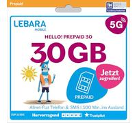 Lebara HELLO! M Prepaid SIM Card | 13 GB LTE, Allnet Flat in German Networks, 150 Minutes Abroad, EU Roaming