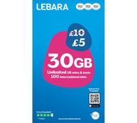 Lebara Mobile SIM Card with 30GB Data Plan for 5, Half Price for First 3 Months, No Contract, UK Calls, Texts, International Minutes, EU and India R