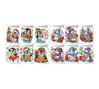 Lebartm 12Pcs Folding Christmas Greeting Card DIY Diamond Art Painting Creative Design Foldable Thank You Cards with White Envelopes Blessing Greeting Card Set for Festival Birthday-04