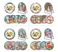 Lebartm 16Pcs DIY Diamond Art Painting Placemat Round Non-Slip Acrylic Table mats Modern Dining Table Kitchen Diamond Art Place mats Craft Supplies for Home Decor-02