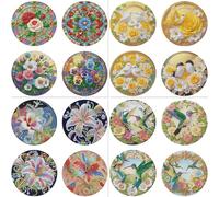 Lebartm 16Pcs DIY Diamond Art Painting Placemat Round Non-Slip Acrylic Table mats Modern Dining Table Kitchen Diamond Art Place mats Craft Supplies for Home Decor