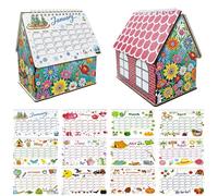 Lebartm 2026 DIY Diamond Art Desk Calendar Creative Design Small House Shape Thick Paper Calendar Diamond Art Painting Monthly Flip Tabletop Calendars for Office Home Decor Planning-Flower