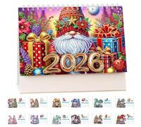 Lebartm 2026 DIY Diamond Art Desk Calendar Creative Design Thick Paper Calendar Ornaments Diamond Art Painting Monthly Flip Tabletop Calendars for Office Home Decor Planning-Goblin
