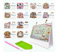 Lebartm 2026 DIY Diamond Art Desk Calendar Creative Design Thick Paper Calendar Ornaments Diamond Art Painting Monthly Flip Tabletop Calendars for Office Home Decor Planning-2026-05
