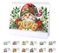 Lebartm 2026 DIY Diamond Art Desk Calendar Creative Design Thick Paper Calendar Ornaments Diamond Art Painting Monthly Flip Tabletop Calendars for Office Home Decor Planning-Goblin