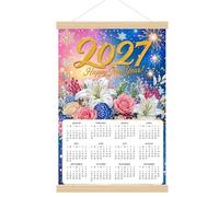 Lebartm 2027 Diamond Art Wall Calendar for Adults Beginners 5D Diamonds Painting Kit with Wood Hanging Scroll Sunflower Floral Craft Calendars for Home Office Planning-Flowers