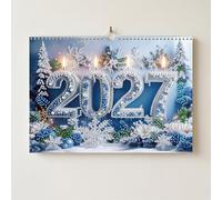 Lebartm 2027 Wall Calendar DIY Diamond Art Painting Hanging Calendar Horizontal 17x25cm Hanging Loop from January 2027 to December for Home Office Planning-Winter Style