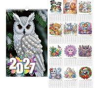 Lebartm 2027 Wall Calendar DIY Diamond Art Painting Hanging Calendar Vertical 25X17cm Hanging Loop from January 2027 to December for Home Office Planning-Animals
