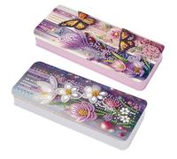 Lebartm 2Pcs Diamond Art Painting Pencil Case Lid Multi-Grid Pencil Stationery Box 8.1x3.5 in Office Supplies Storage Organizer Box for Pens Markers Paint Brushes-01