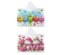 Lebartm 2Pcs Diamond Art Tissue Box Cover DIY PU Leather Tissue Holder Pouch Kit for Adults Beginners Craft Lovers Decorative Paper Towel Bag for Bathroom Home Office-01