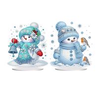 Lebartm 2Pcs DIY Christmas Desktop Ornament Diamond Art Painting Penguin Snowman Tabletop Ornaments Single Sided Diamond Mosaic Kits for Home Decor-02
