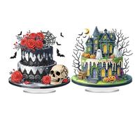 Lebartm 2Pcs DIY Desktop Ornament Halloween Irregular Shape Crystal Diamond Art Painting Single Sided Diamond Tabletop Ornaments Painting by Numbers Craft Kits for Home Decor-02