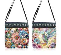 Lebartm 2Pcs DIY Diamond Art Painting Canvas Crossbody Bag Black Ethnic Minority Shoulder Purses Beach Bag Special Shaped Crystal by Numbers Mosaic Kits for Women Travel-02