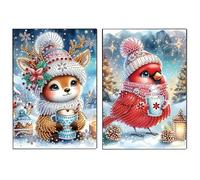 Lebartm 2Pcs DIY Diamond Art Painting Flower Notebook 50 Pages Blank Wireless Notebook Special Shaped Crystal Style Diamond Art Kits Sketch Books-03