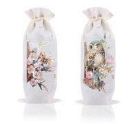 Lebartm 2Pcs DIY Diamond Christmas Wine Bottle Bags with Drawstring Diamond Art Painting Burlap Wine Gift Bags for Xmas Festive Holiday Party Wedding, Travel, Birthday-02