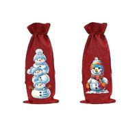 Lebartm 2Pcs DIY Diamond Christmas Wine Bottle Bags with Drawstring Diamond Art Painting Linen Wine Gift Bags for Xmas Festive Holiday Party Wedding Travel Birthday-01