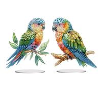 Lebartm 2Pcs DIY Diamond Desktop Ornament Parrot Special Shaped Crystal Acrylic Diamond Art Painting Tabletop Ornaments Single Sided Diamond Home Decor
