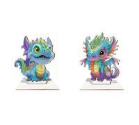 Lebartm 2Pcs DIY Diamond Desktop Ornament Special Shaped Crystal Dragon Diamond Art Painting Tabletop Ornaments Single Sided Diamond Home Decor