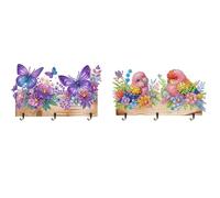 Lebartm 2Pcs DIY Diamond Door Hook with 3 Hooks in a Row Wall Adhesive Hooks Diamond Art Painting for Bathroom Shower Kitchen Keys Door Outdoor Home Improvement-04