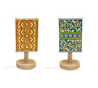 Lebartm 2Pcs DIY Table Lamp Diamond Painting Creative Desk Lamps Mandala Pattern Desktop Acrylic Ornaments Four Sided Dotted Diamond Decorative Lamp for Bedroom Living Room Office