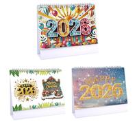 Lebartm 3Pcs 2026 DIY Diamond Art Desk Calendar Creative Design Thick Paper Calendar with To Do List Ornaments Diamond Art Painting Monthly Flip Tabletop Calendar for Home Office Planning