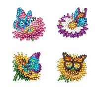 Lebartm 4Pcs Diamond Art Painting Car Air Fresheners Air Vent Aromatherapy Tablets Creative Design Car Air Vent Inserted Fragrance Scented Card-Flower Butterfly