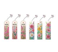 Lebartm 6Pcs DIY Diamond Art Painting Bookmarks with Colorful Butterfly Pendant PET Bookmark Ornament Double Sided Pattern Single Sided Diamond Book Marker Clip Gifts Tags-6Pcs