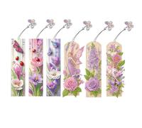 Lebartm 6Pcs DIY Diamond Art Painting Bookmarks with Colorful Butterfly Pendant PET Bookmark Ornament Double Sided Pattern Single Sided Diamond Book Marker Clip Gifts Tags-05