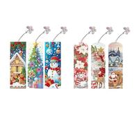 Lebartm 6Pcs DIY Diamond Art Painting Bookmarks with Colorful Butterfly Pendant PET Bookmark Ornament Double Sided Pattern Single Sided Diamond Book Marker Clip Gifts Tags-02