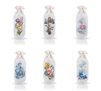 Lebartm 6Pcs DIY Diamond Christmas Wine Bottle Bags with Drawstring Diamond Art Painting Burlap Wine Gift Bags for Xmas Festive Holiday Party Wedding, Travel, Birthday-02